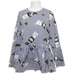 Zara TRF blue white stripe paint tube peplum shirt size small